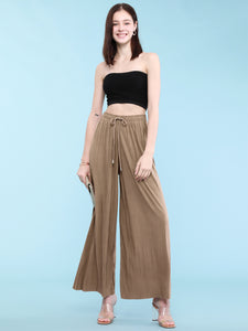 WB1484 Women's Pleated Wide Leg Palazzo Pants with Drawstring