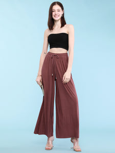 WB1484 Women's Pleated Wide Leg Palazzo Pants with Drawstring