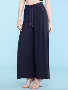 WB1484 Women's Pleated Wide Leg Palazzo Pants with Drawstring