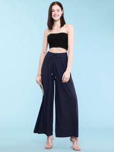 WB1484 Women's Pleated Wide Leg Palazzo Pants with Drawstring