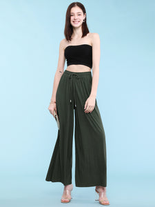 WB1484 Women's Pleated Wide Leg Palazzo Pants with Drawstring