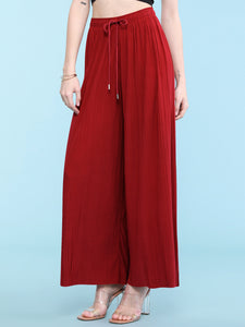 WB1484 Women's Pleated Wide Leg Palazzo Pants with Drawstring