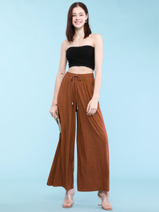 WB1484 Women's Pleated Wide Leg Palazzo Pants with Drawstring