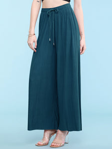 WB1484 Women's Pleated Wide Leg Palazzo Pants with Drawstring