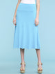WB1105 Women's Solid Ombre Lightweight Flare Midi Pull On Closure Skirt