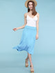 WB1105 Women's Solid Ombre Lightweight Flare Midi Pull On Closure Skirt