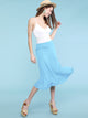 WB1105 Women's Solid Ombre Lightweight Flare Midi Pull On Closure Skirt