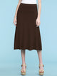 WB1105 Women's Solid Ombre Lightweight Flare Midi Pull On Closure Skirt