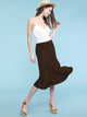 WB1105 Women's Solid Ombre Lightweight Flare Midi Pull On Closure Skirt