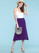 WB1105 Women's Solid Ombre Lightweight Flare Midi Pull On Closure Skirt