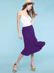 WB1105 Women's Solid Ombre Lightweight Flare Midi Pull On Closure Skirt