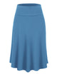 WB1105 Women's Solid Ombre Lightweight Flare Midi Pull On Closure Skirt