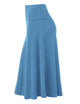 WB1105 Women's Solid Ombre Lightweight Flare Midi Pull On Closure Skirt