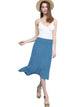 WB1105 Women's Solid Ombre Lightweight Flare Midi Pull On Closure Skirt