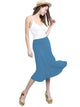 WB1105 Women's Solid Ombre Lightweight Flare Midi Pull On Closure Skirt