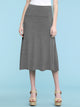 WB1105 Women's Solid Ombre Lightweight Flare Midi Pull On Closure Skirt