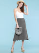 WB1105 Women's Solid Ombre Lightweight Flare Midi Pull On Closure Skirt