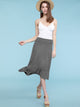 WB1105 Women's Solid Ombre Lightweight Flare Midi Pull On Closure Skirt