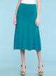 WB1105 Women's Solid Ombre Lightweight Flare Midi Pull On Closure Skirt