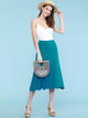 WB1105 Women's Solid Ombre Lightweight Flare Midi Pull On Closure Skirt
