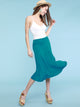 WB1105 Women's Solid Ombre Lightweight Flare Midi Pull On Closure Skirt