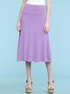 WB1105 Women's Solid Ombre Lightweight Flare Midi Pull On Closure Skirt