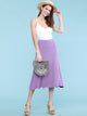 WB1105 Women's Solid Ombre Lightweight Flare Midi Pull On Closure Skirt