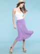 WB1105 Women's Solid Ombre Lightweight Flare Midi Pull On Closure Skirt