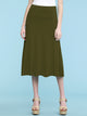 WB1105 Women's Solid Ombre Lightweight Flare Midi Pull On Closure Skirt