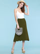 WB1105 Women's Solid Ombre Lightweight Flare Midi Pull On Closure Skirt