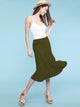 WB1105 Women's Solid Ombre Lightweight Flare Midi Pull On Closure Skirt