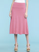 WB1105 Women's Solid Ombre Lightweight Flare Midi Pull On Closure Skirt