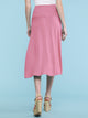WB1105 Women's Solid Ombre Lightweight Flare Midi Pull On Closure Skirt