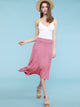 WB1105 Women's Solid Ombre Lightweight Flare Midi Pull On Closure Skirt