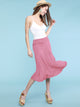 WB1105 Women's Solid Ombre Lightweight Flare Midi Pull On Closure Skirt
