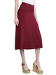 WB1105 Women's Solid Ombre Lightweight Flare Midi Pull On Closure Skirt