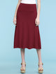 WB1105 Women's Solid Ombre Lightweight Flare Midi Pull On Closure Skirt