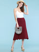 WB1105 Women's Solid Ombre Lightweight Flare Midi Pull On Closure Skirt