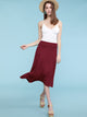 WB1105 Women's Solid Ombre Lightweight Flare Midi Pull On Closure Skirt