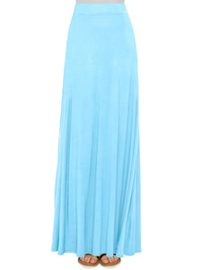 WB1434 Women's Print/Solid High Waist Maxi Skirt