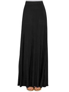 WB1434 Women's Print/Solid High Waist Maxi Skirt