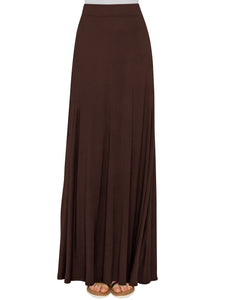 WB1434 Women's Print/Solid High Waist Maxi Skirt