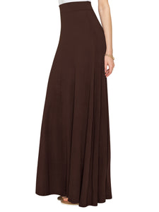 WB1434 Women's Print/Solid High Waist Maxi Skirt