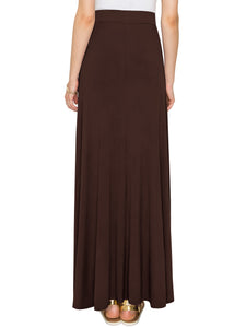 WB1434 Women's Print/Solid High Waist Maxi Skirt