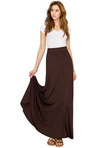 WB1434 Women's Print/Solid High Waist Maxi Skirt