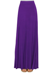 WB1434 Women's Print/Solid High Waist Maxi Skirt