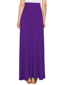 WB1434 Women's Print/Solid High Waist Maxi Skirt