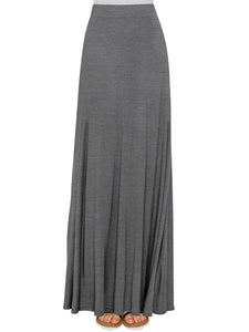 WB1434 Women's Print/Solid High Waist Maxi Skirt