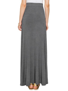 WB1434 Women's Print/Solid High Waist Maxi Skirt