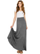 WB1434 Women's Print/Solid High Waist Maxi Skirt